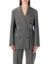 Ferragamo Herringbone Jacket With Chest And Flap Pockets In Gray