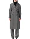Ferragamo Oversized Double-breasted Chevron Wool Coat In Gray