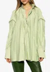 Ferragamo Oversized V-neck Top In Green