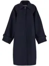 Ferragamo Blue Oversized Wool Single-breasted Coat