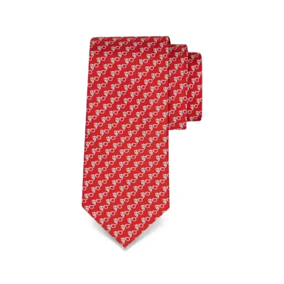 Ferragamo Owl-print Silk Tie In Red
