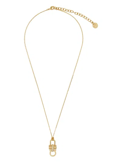 Ferragamo Padlock Pendant Necklace In Gold