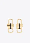 Ferragamo Padlock Stud Earrings With Resin In Gold