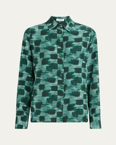 Ferragamo Painted Block Button Down Silk Shirt