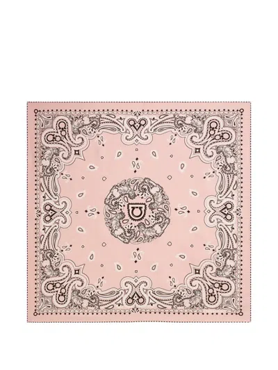 Ferragamo Arabesque Print Silk Scarf In Pink