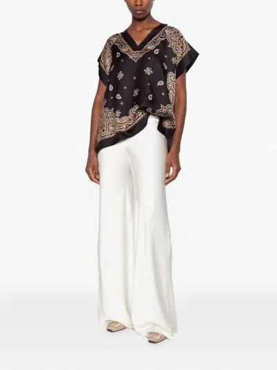 Ferragamo Paisley-print Silk Blouse In Black