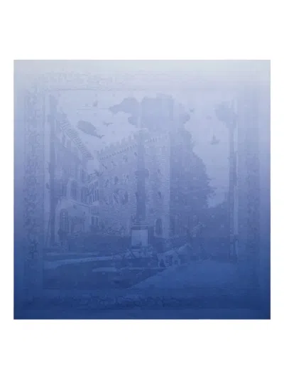 Ferragamo Foulard En Soie Jacquard Palace Bleu