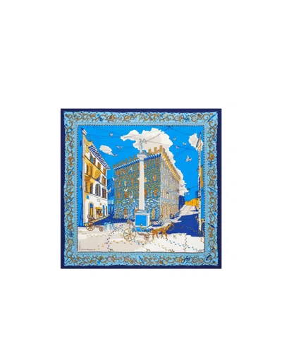 Ferragamo Palazzo Spini Feroni Print Silk Foulard In Blue