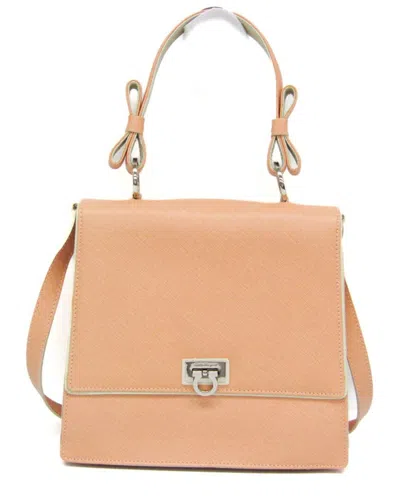 Pre-owned Ferragamo Pale Orange Leather Handbag (authentic Pre-loved)