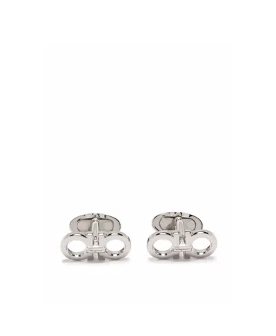 Ferragamo Palladium Cufflinks In White