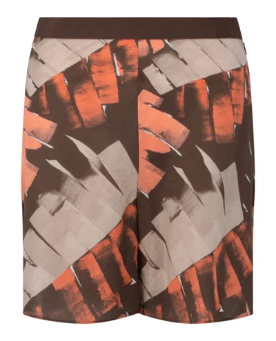 Ferragamo Palm Print Silk-blend Bermuda Short In Multi