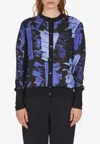 Ferragamo Palm Print Cardigan In Blue