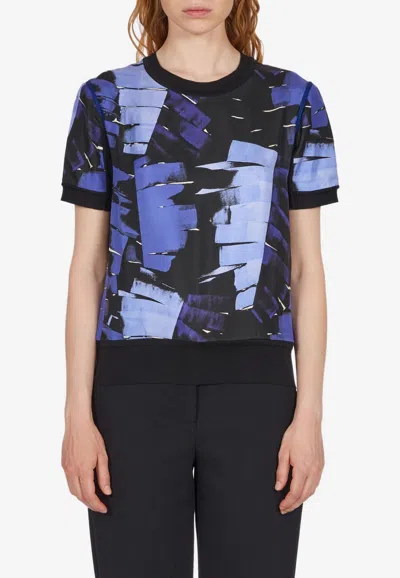Ferragamo Palm Print Knitted Top In Blue