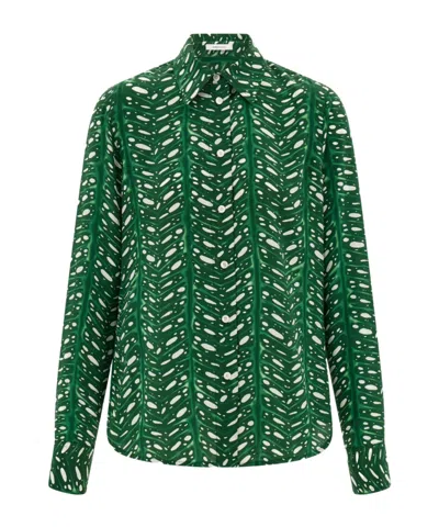 Ferragamo Palm Print Shirt In Green