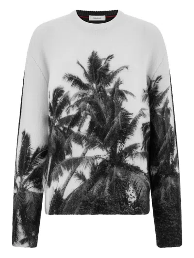 Ferragamo Crew Neck Sweater With Trinidad Print In White