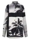 Ferragamo Oversize Shirt With Trinidad Print In Gray