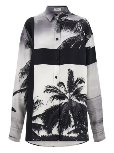 Ferragamo Oversize Shirt With Trinidad Print In Black