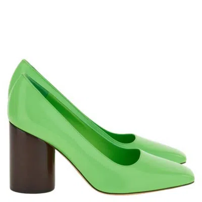 Ferragamo Pamela Patent Leather Pumps In Green