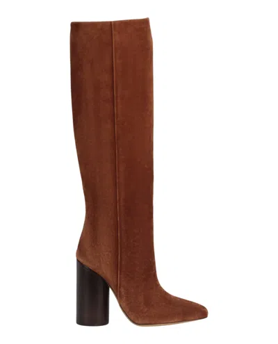Ferragamo Pampero Suede Knee-high Boots In Brown