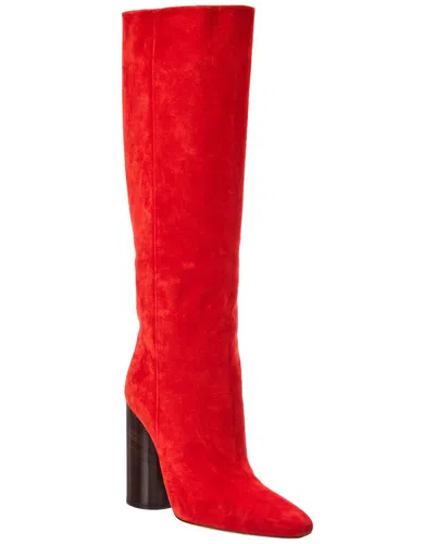 Ferragamo Pampero Suede Knee-high Boot In Red