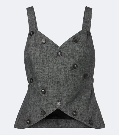Ferragamo Paneled Virgin Wool Top In Gray