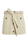 Ferragamo Panelled Cotton-blend Mini Skirt In Tan