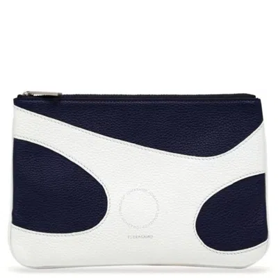 Ferragamo Panelled Design Leather Phone Pouch In White