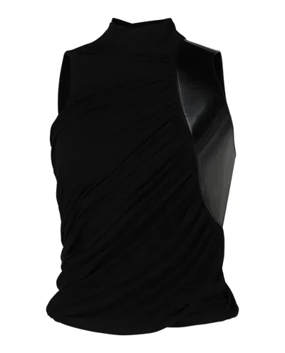 Ferragamo Panelled Draped Top In Black