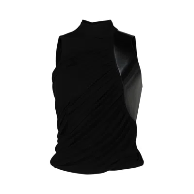 Pre-owned Ferragamo Panelled Draped Top 'black' | Women's Size 38