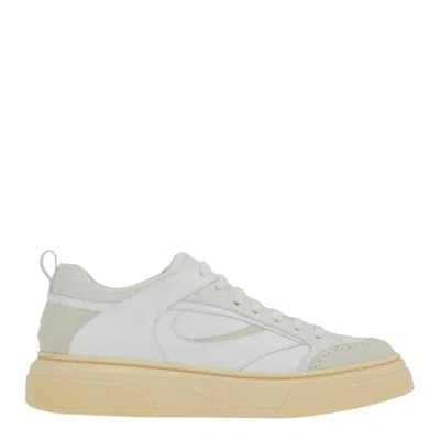 Ferragamo Panelled Low-top Sneakers In White