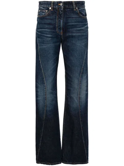 Ferragamo Whiskered Straight-leg Jeans In Blue