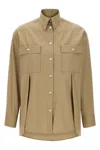 Ferragamo Long Sleeves Panel Shirt In Brown