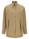 Ferragamo Long Sleeves Panel Shirt In Brown