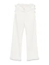 Ferragamo High Waist Wide Leg Trousers With Frayed Hem In White