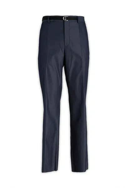 Ferragamo Cotton Denim Pants With Belt Loops And Elastic Insert In Blue
