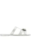 Ferragamo Slide Sandals Gold Plate In White