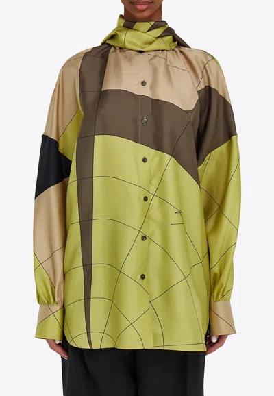 Ferragamo Parachute Pattern Silk Blouse