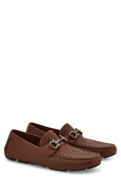 Ferragamo Penny Driver Loafers With Gancini Buckle In Brown
