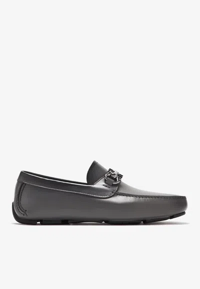Ferragamo Parigi Gancini Buckle Loafers In Gray
