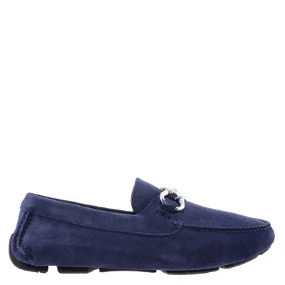 Ferragamo Parigi Gancini Driver Shoes In Blue