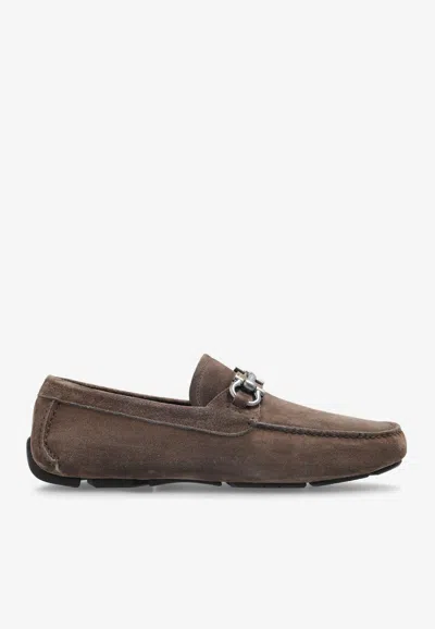 Ferragamo Parigi Gancini Suede Loafers