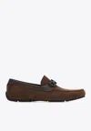 Ferragamo Parigi Nubuck Leather Gancini Loafers In Animal Print