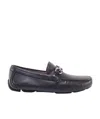 Ferragamo Men Parigi Gancini Leather Drivers Loafers Pebbled T Moro In Black
