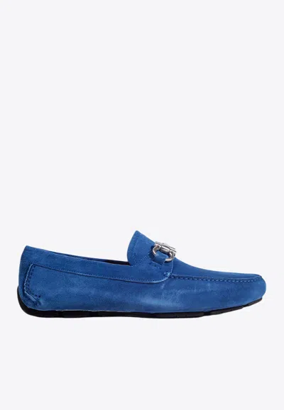 Ferragamo Parigi Suede Loafers In Blue