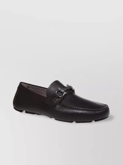 Ferragamo Parisian Textured Hardware Loafer In Brown