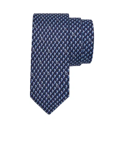 Ferragamo Parrot Printed Tie In Blue