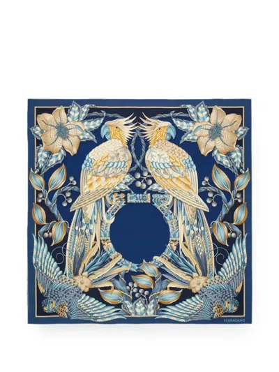 Ferragamo Printed Silk Foulard In Transparent