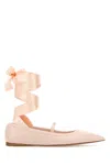 Ferragamo Carice Satin-trimmed Leather Ballet Flats In Pink