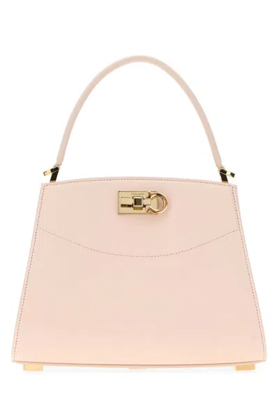 Ferragamo Pastel Pink Leather Small Studio Box Handbag
