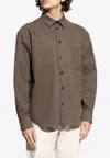 Ferragamo Patched Pocket Long-sleeved Shirt In Brown